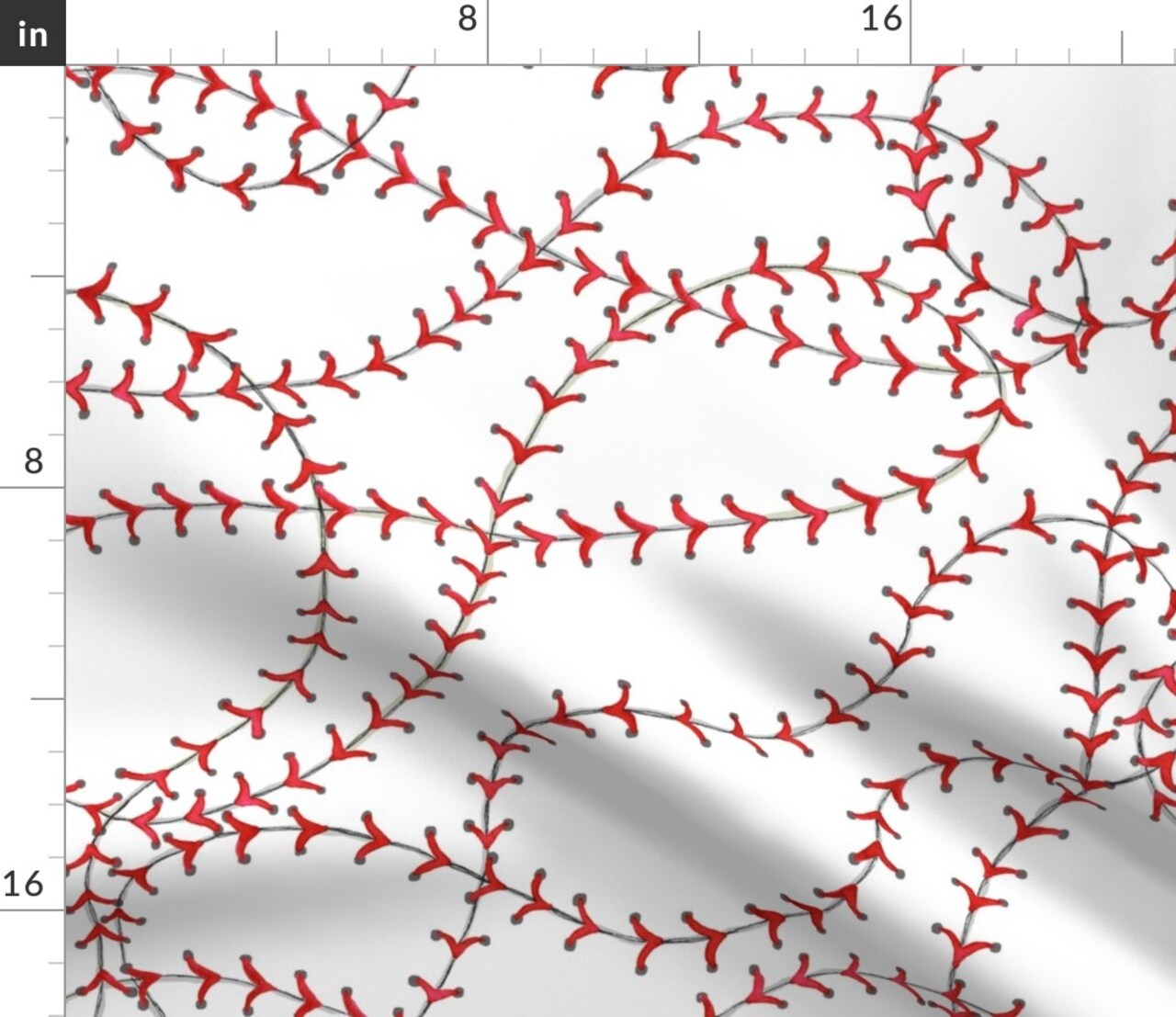 Baseball Sports Summer Red White Kid Room Custom Printed Fabric by Spoonflower Various Fabrics by the Yard or Fat Quarter